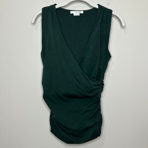 Boden Tops - Boden Green Crossover Ruched Shirt V-Neck Sleeveless Size 6 Wrap-Style